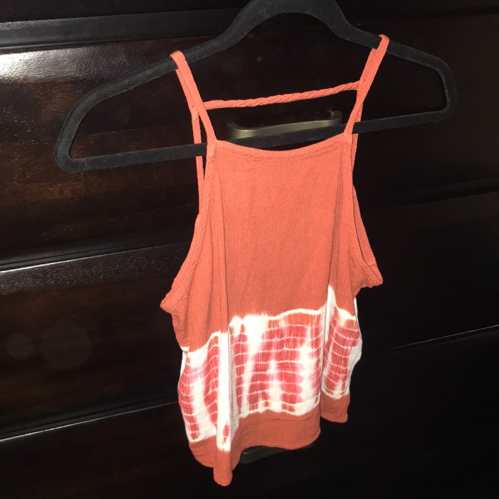 orange, pink, and white tie-dye tank